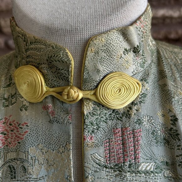 Vintage 40’s  Lai Fong Honolulu Chinese Green Brocade Jacket - Picture 9 of 11